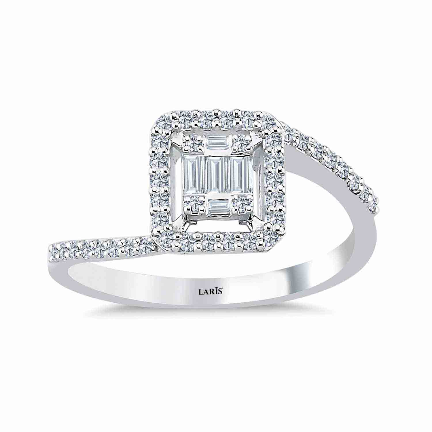 0,25 Karat Pırlanta Burgulu Baget Yüzük