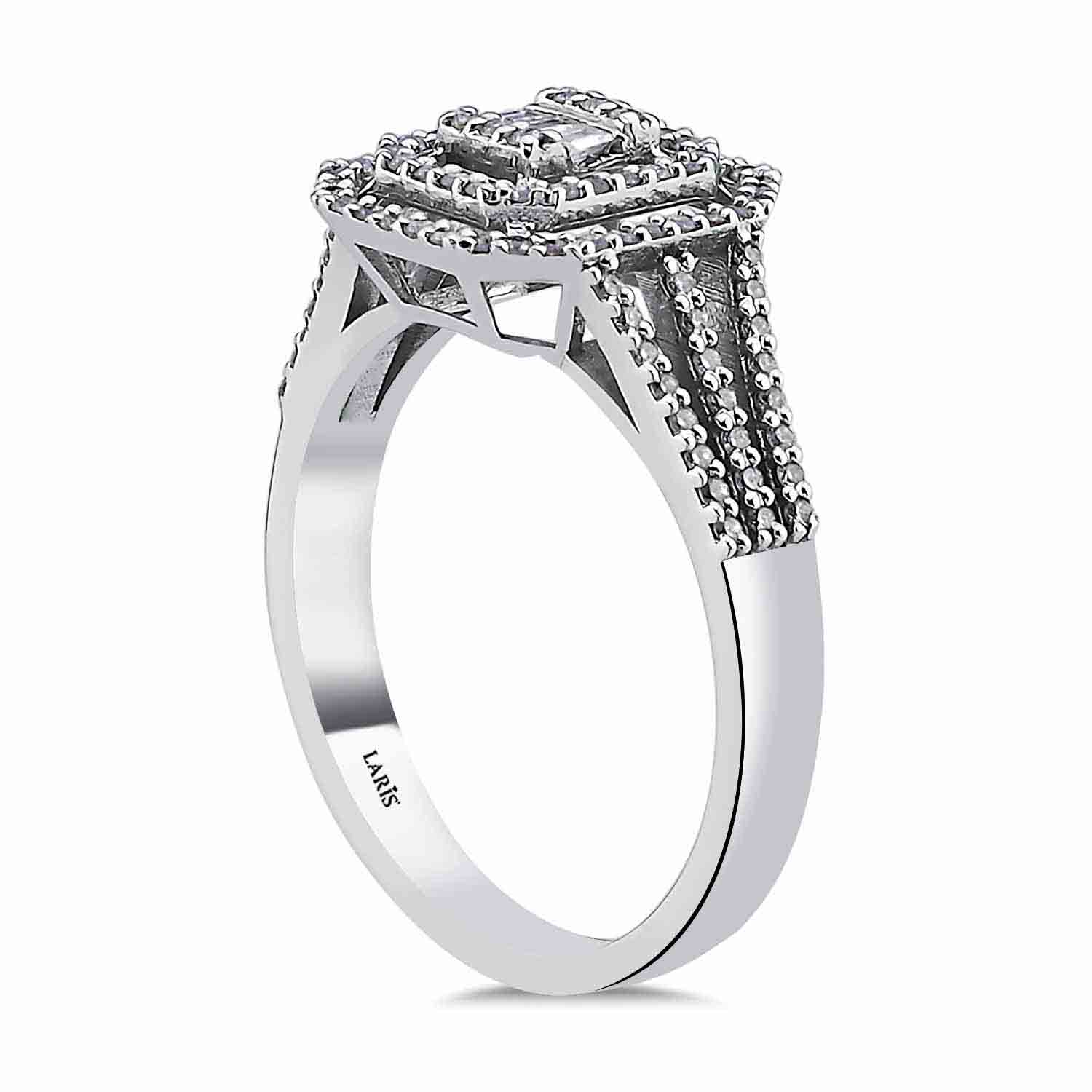 0.35 Karat Pırlanta Üç Kollu Baget Yüzük