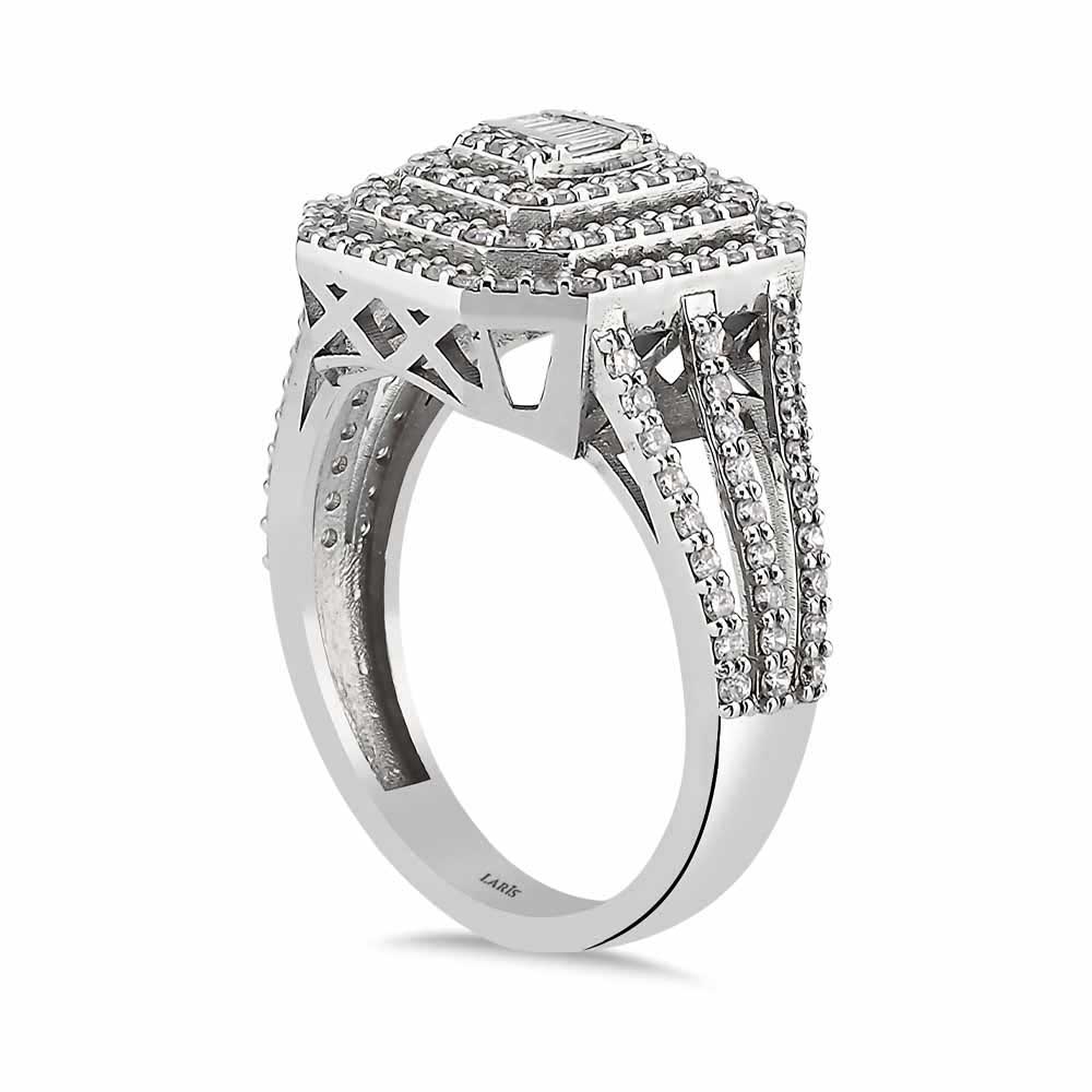 Baget Yüzükler 0,75 Karat Pırlanta Özel Tasarım Üç Kol Baget Yüzük