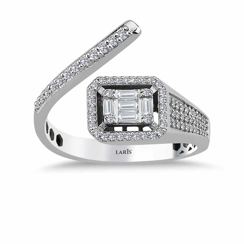 Baget Yüzükler 0,42 Karat Pırlanta Özel Tasarım Baget Yüzük