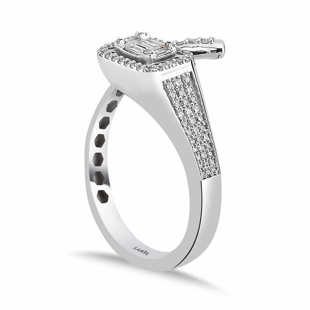 Baget Yüzükler 0,42 Karat Pırlanta Özel Tasarım Baget Yüzük