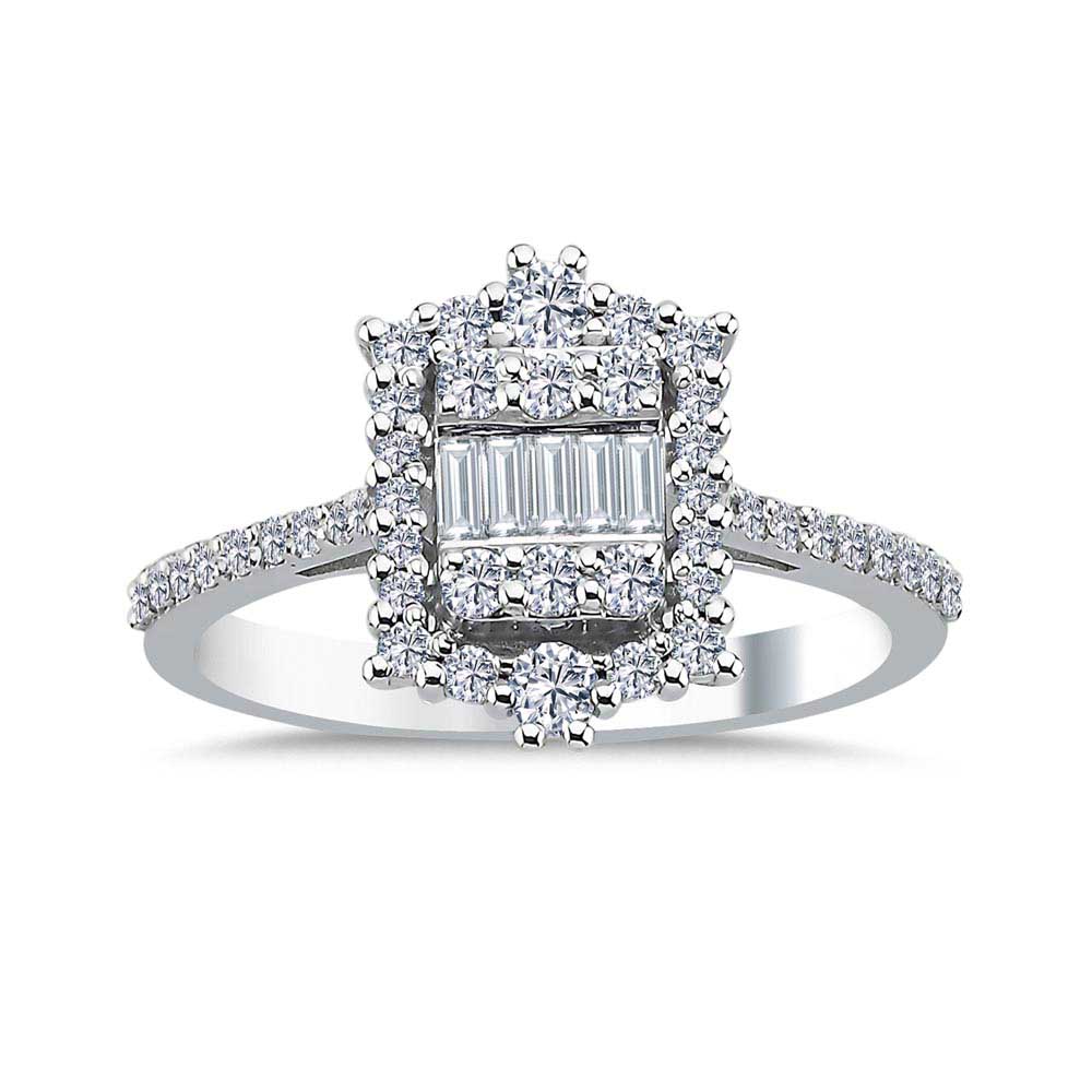 0,59 Karat Pırlanta Taşlı Baget Yüzük