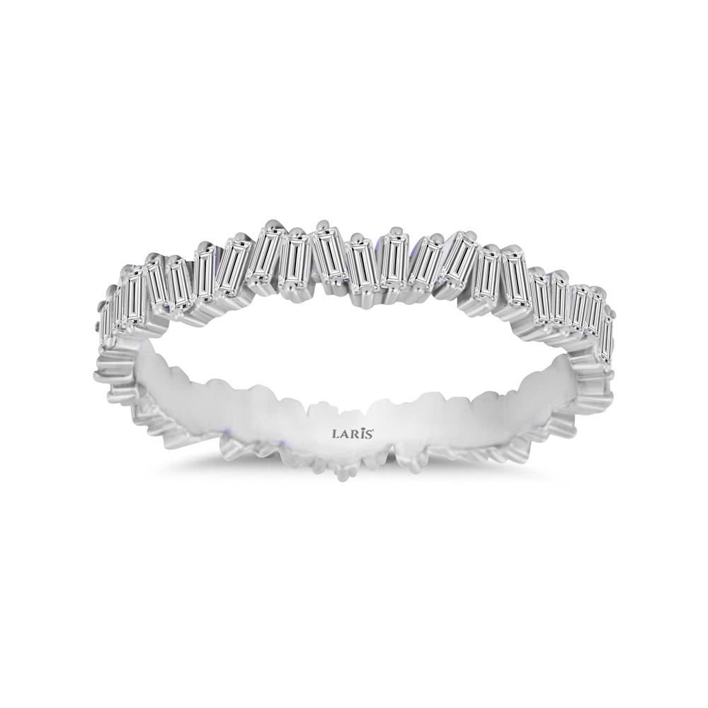 Tamtur / Yarımtur Yüzükler 0.55 Karat Pırlanta Özel Tasarım Çapraz Baget Tamtur Yüzük