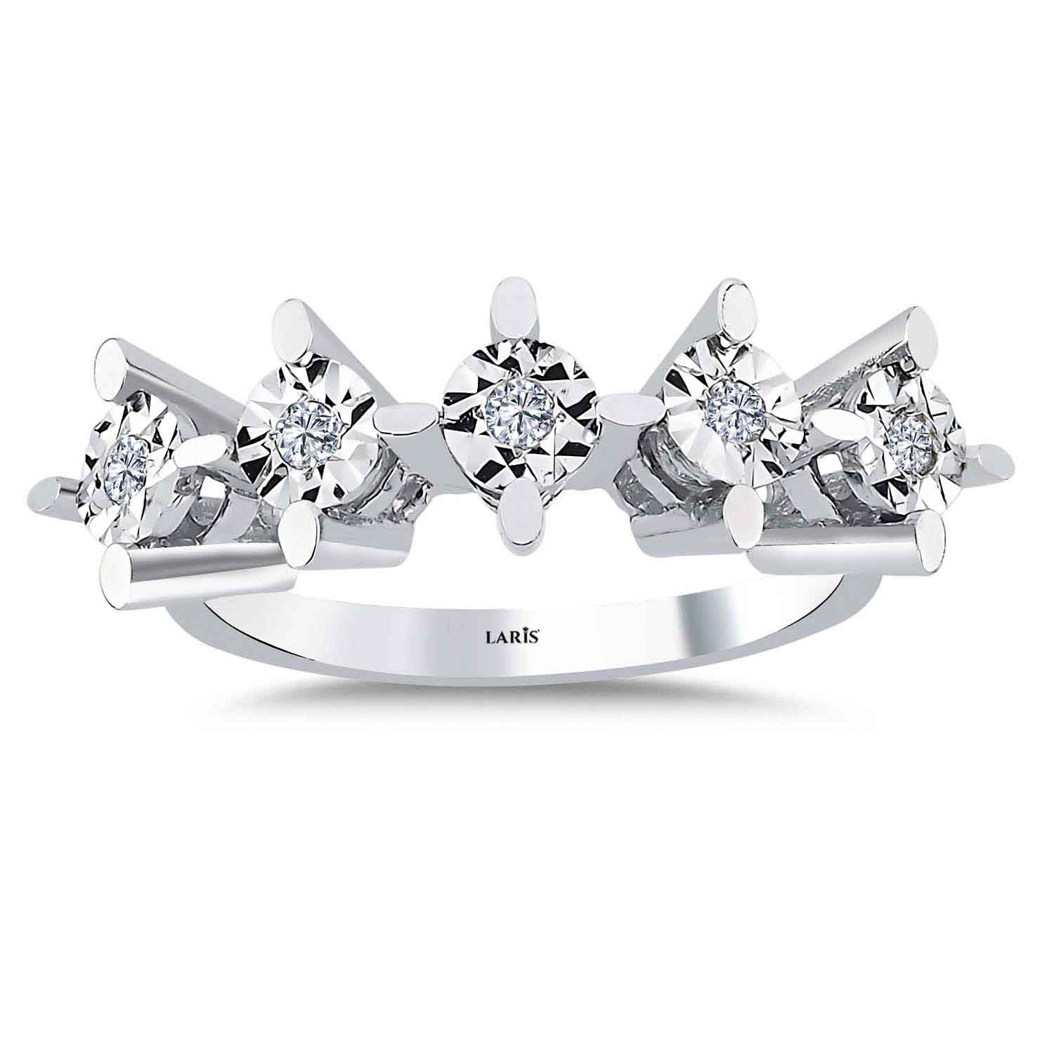 0.15 Karat Pırlanta Kalem İşlemeli Beştaş Yüzük