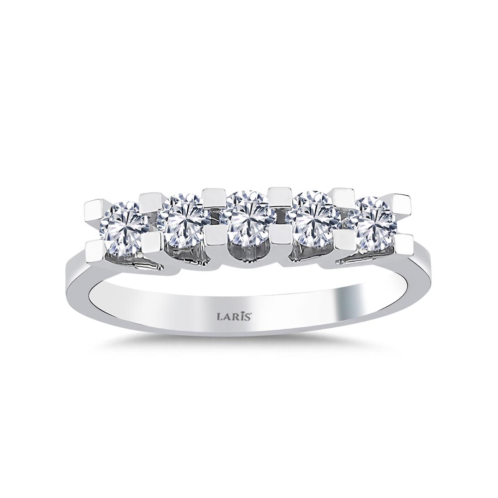 0.10 Karat Pırlanta Kare Tırnak Beştaş Yüzük