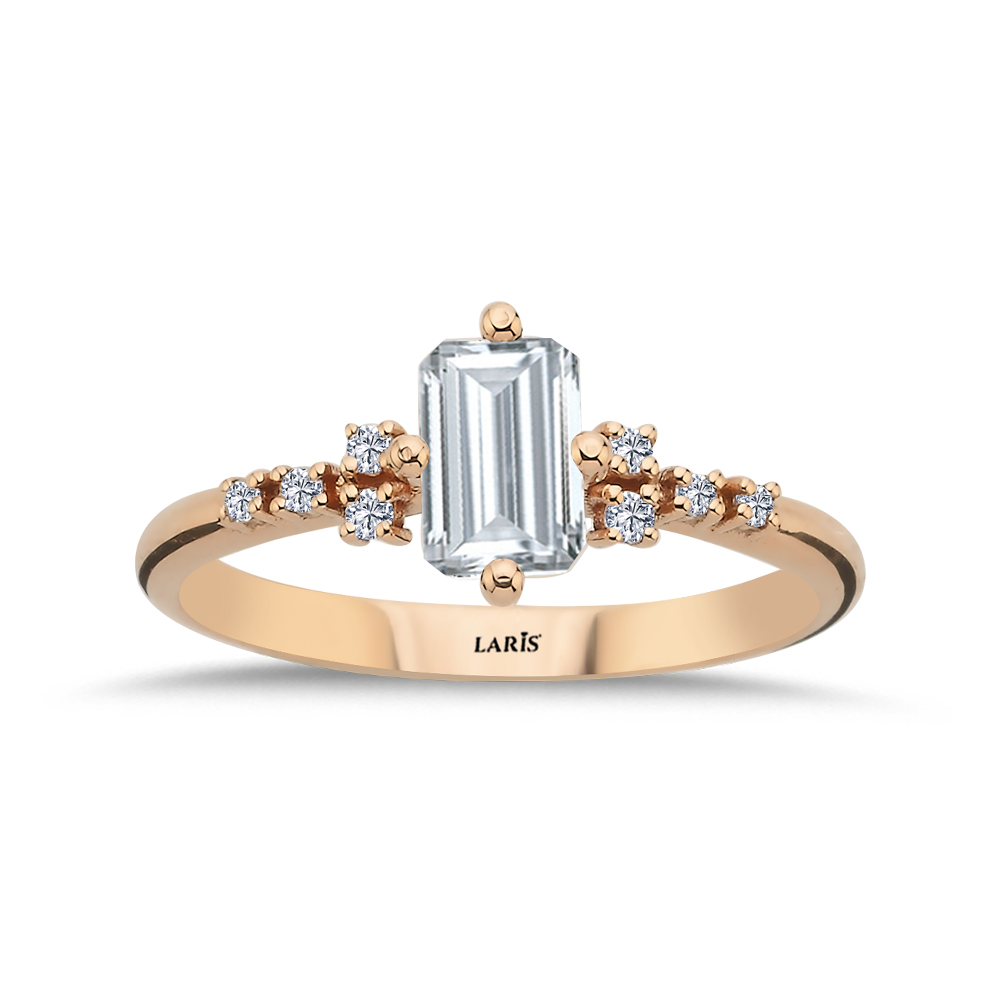 0,64 Karat Beyaz Topaz ve 0,07 Karat Pırlanta Vintage Yüzük