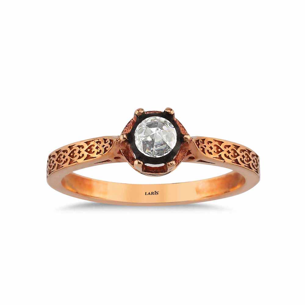 Elmas Yüzükler 0,13 Karat Elmas İşlemeli Tektaş Yüzük