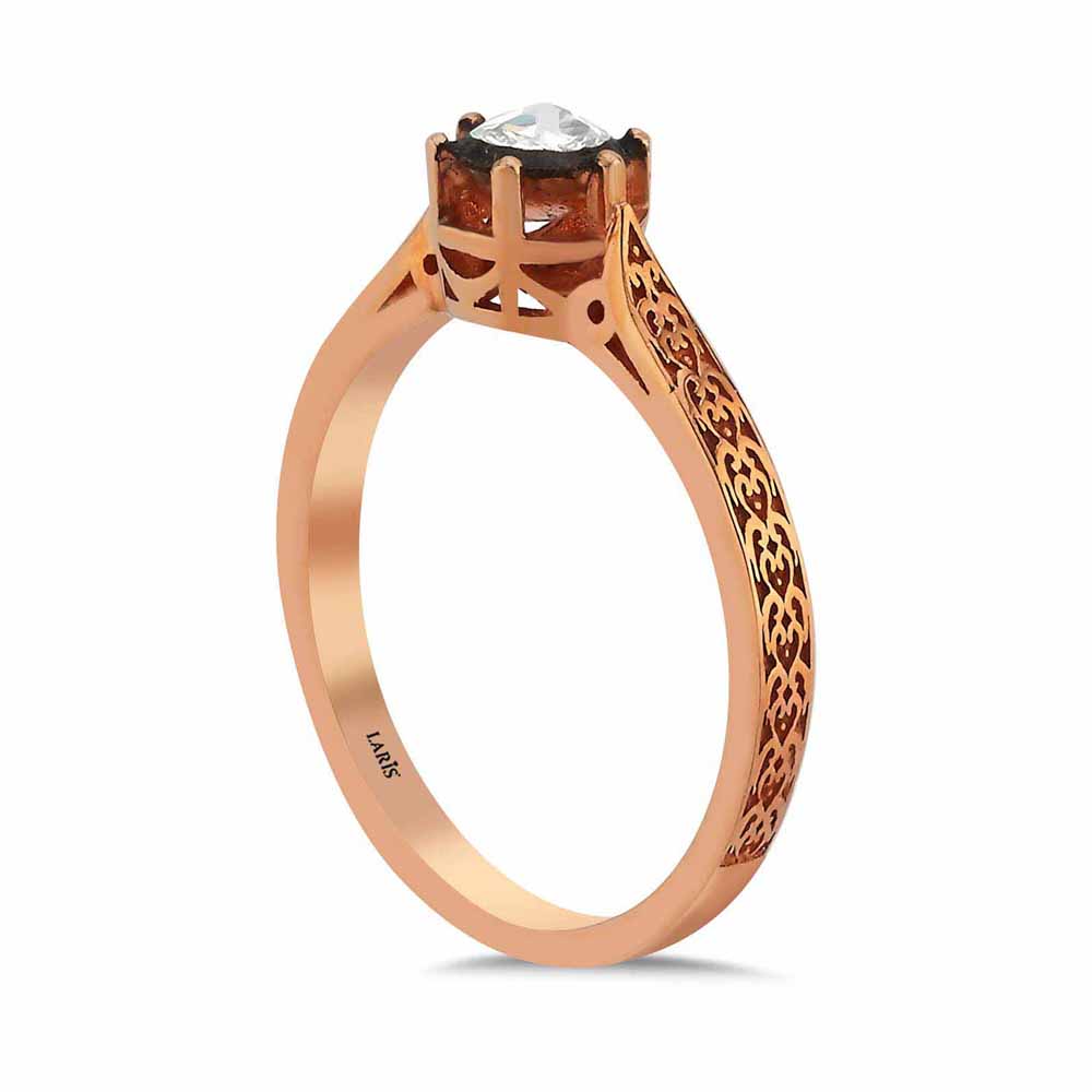 Elmas Yüzükler 0,13 Karat Elmas İşlemeli Tektaş Yüzük