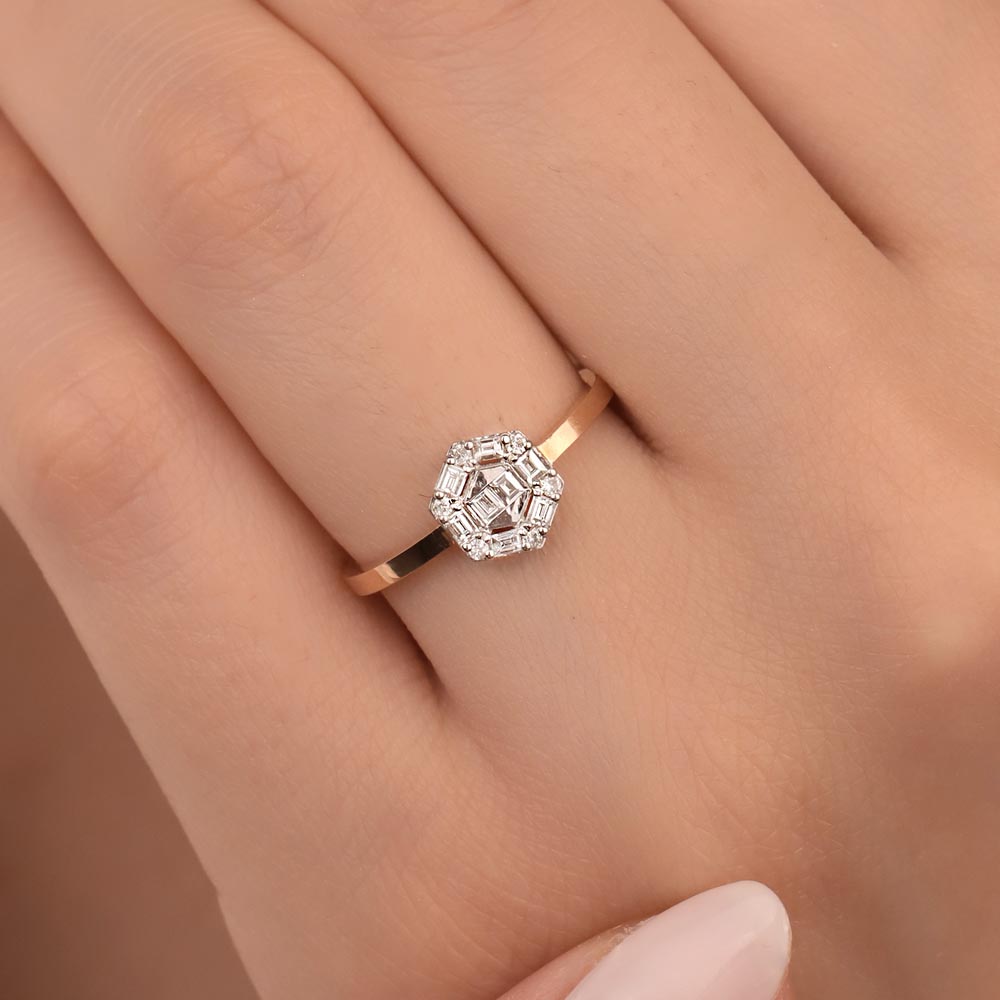 Baget Yüzükler 0.20 Karat Pırlanta Özel Tasarım Baget Yüzük