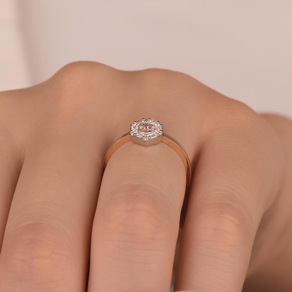 Baget Yüzükler 0.20 Karat Pırlanta Özel Tasarım Baget Yüzük