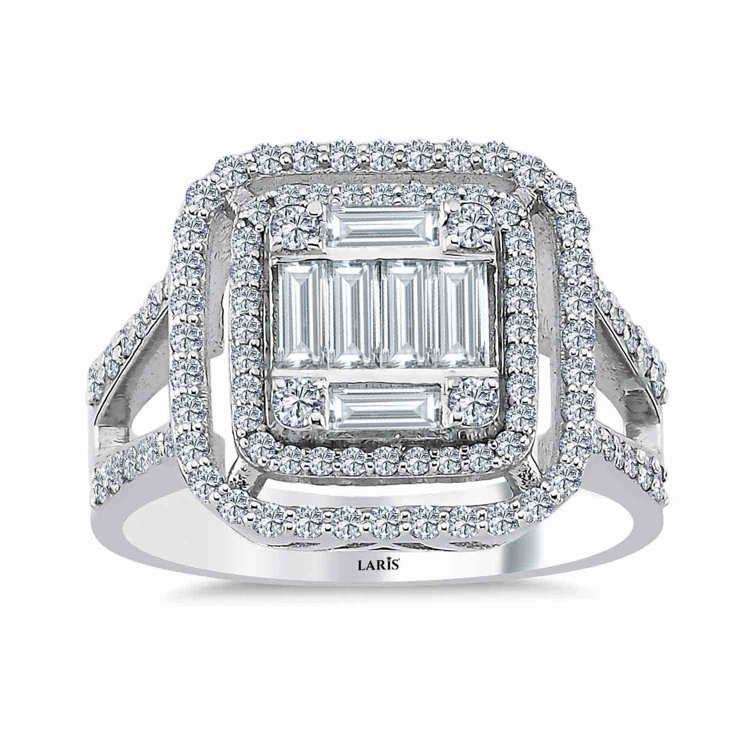 1.10 Karat Pırlanta Çift Kollu Baget Yüzük