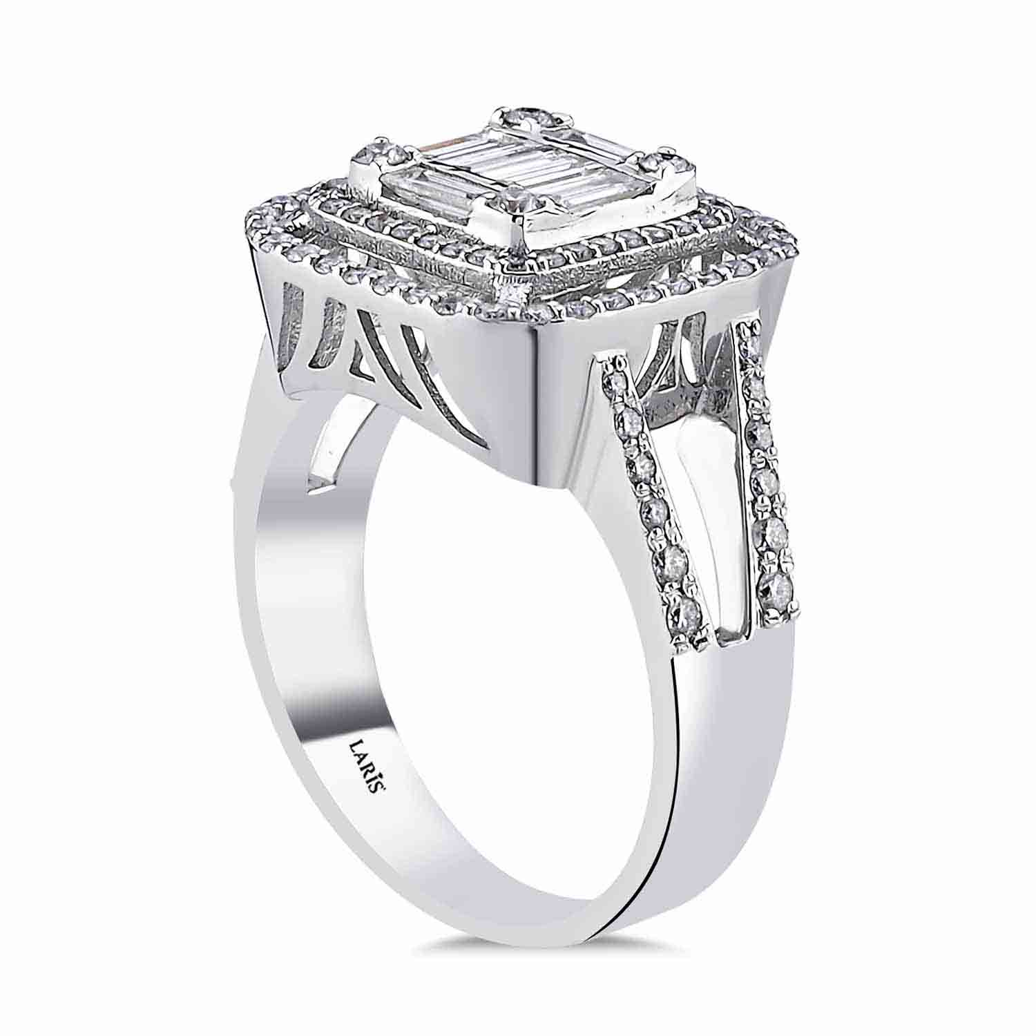 1.10 Karat Pırlanta Çift Kollu Baget Yüzük