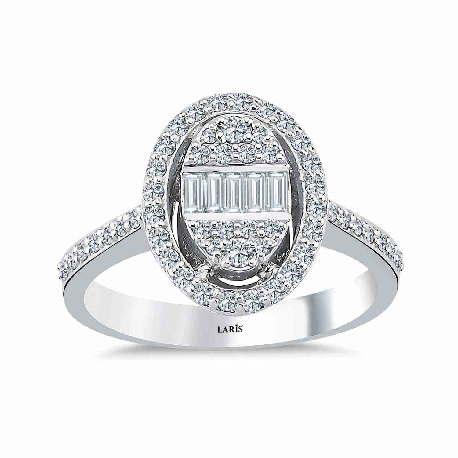 0.56 Karat Pırlanta Oval Tasarım Baget Yüzük