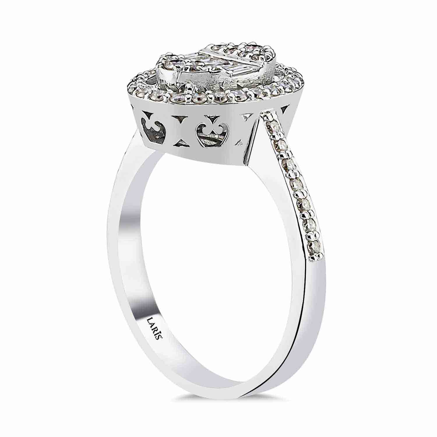 0.56 Karat Pırlanta Oval Tasarım Baget Yüzük