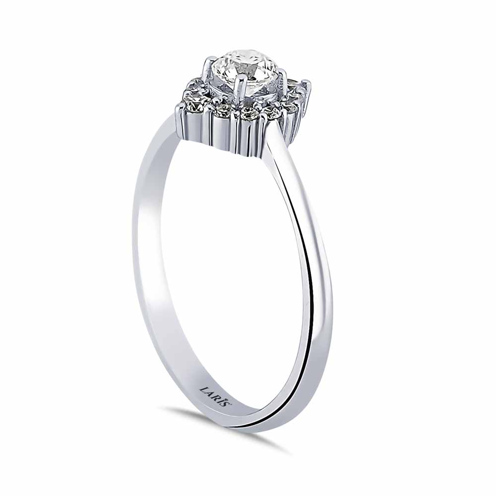 Tektaş Yüzükler 0,35 Karat Pırlanta Halo Tektaş Yüzük