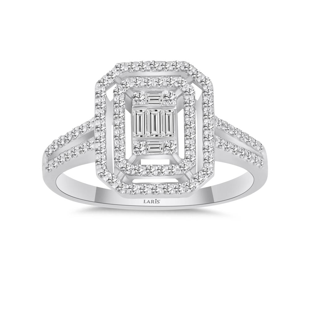 Baget Yüzükler 0.40 Karat Pırlanta Çift Kollu Baget Yüzük