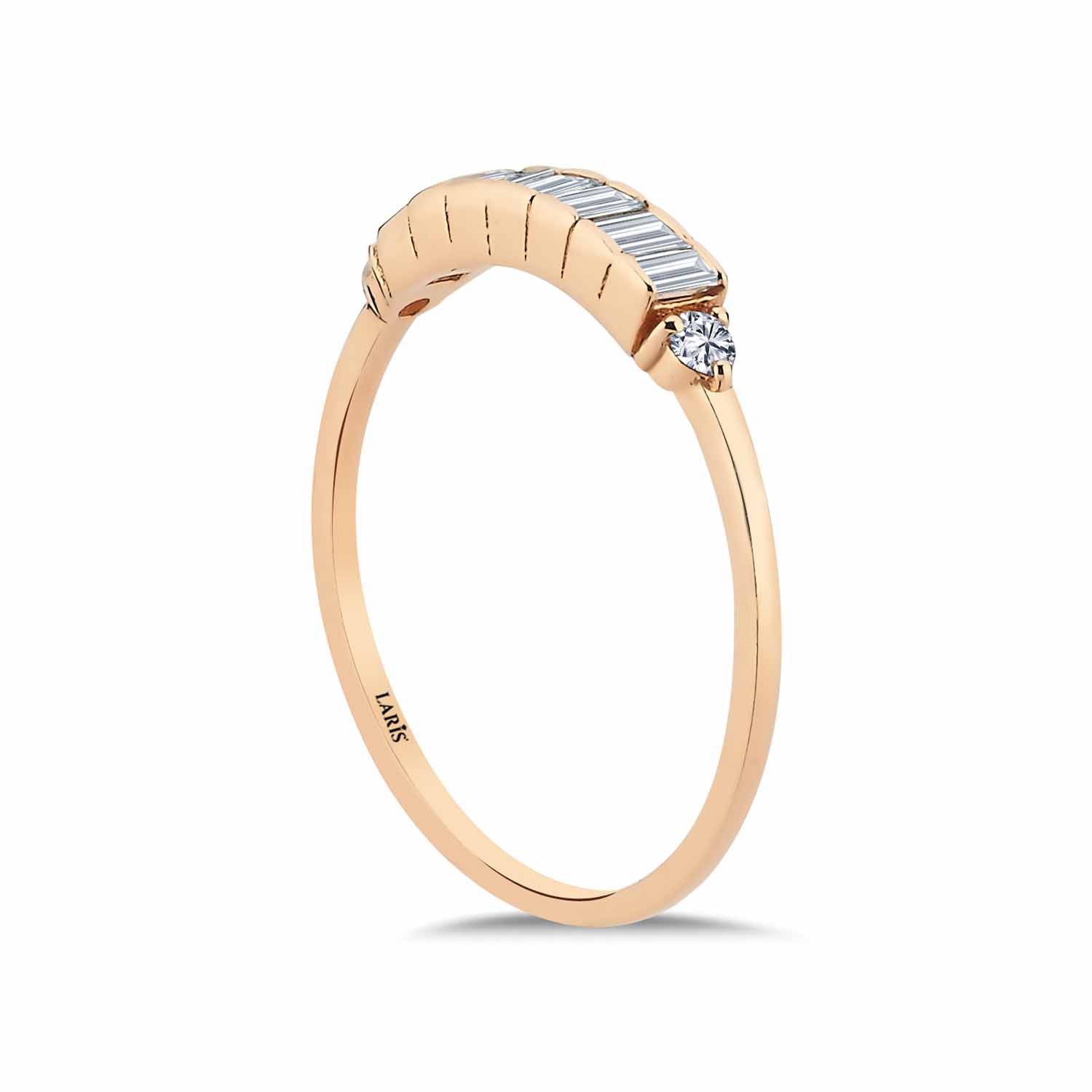 0,32 Karat Pırlanta Özel Tasarım Baget Yarımtur Yüzük