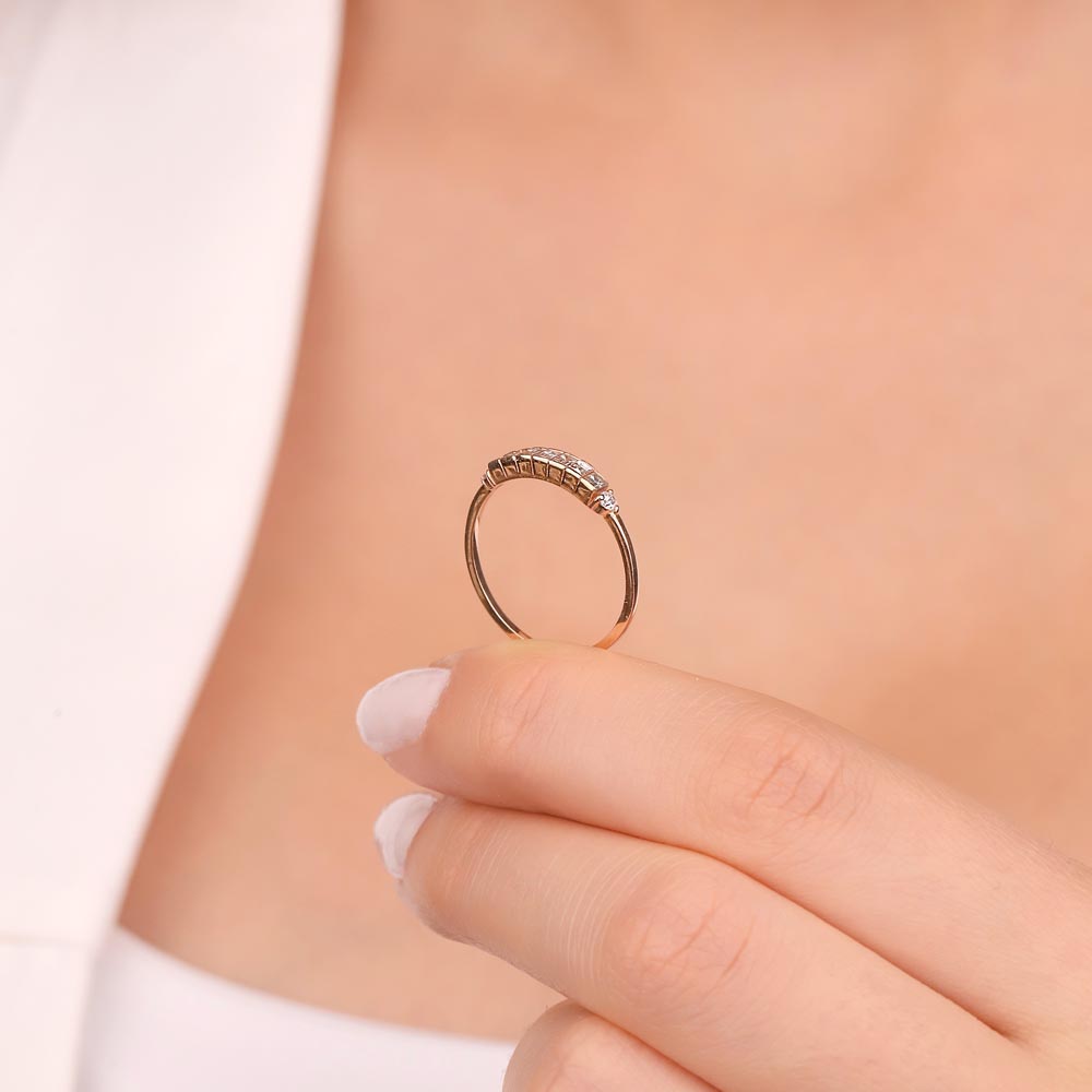 Vintage Yüzükler 0,36 Karat Pırlanta Özel Tasarım Vintage Yarımtur Yüzük