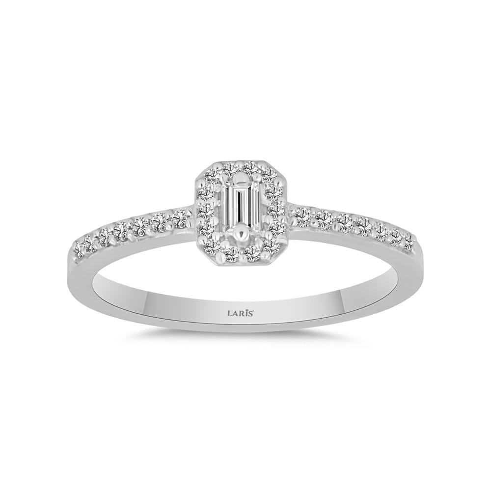 0.19 Karat Pırlanta Halo Baget Tektaş Yüzük