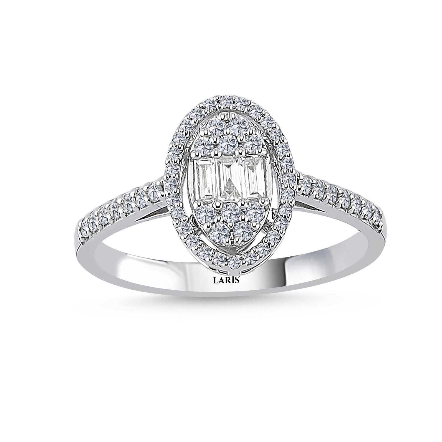 0,36 Karat Pırlanta Oval Baget Yüzük