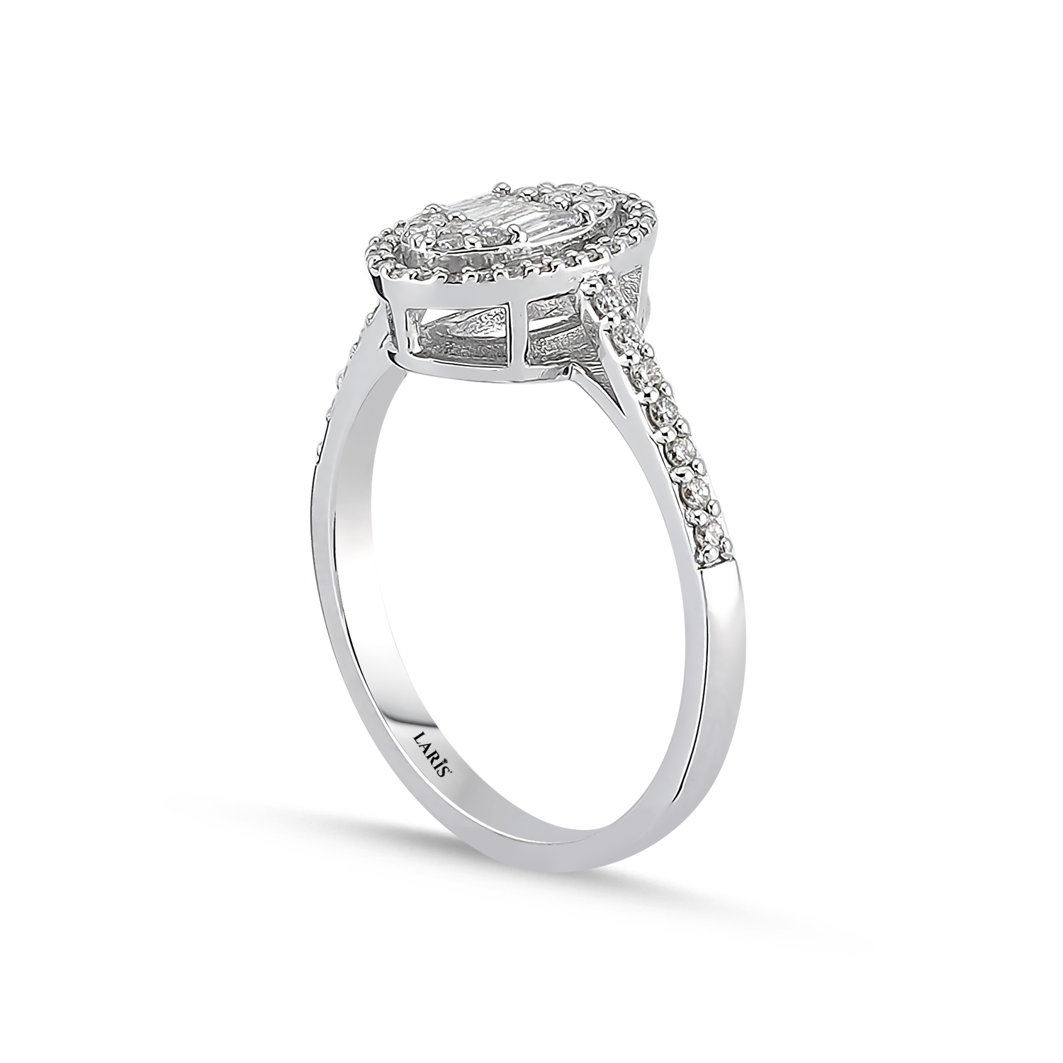 0,36 Karat Pırlanta Oval Baget Yüzük