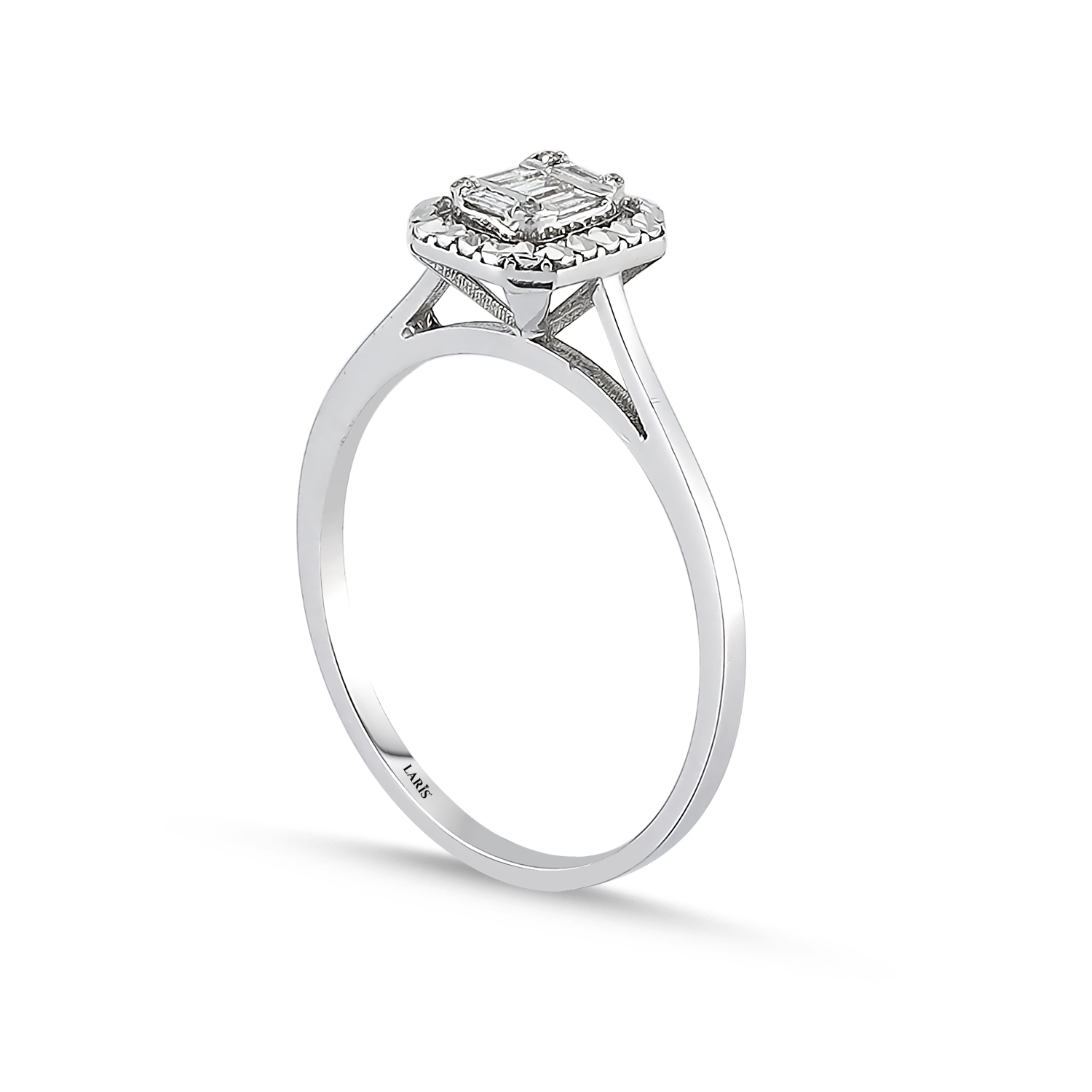 0.10 Karat Kalem İşlemeli Pırlanta Baget Yüzük