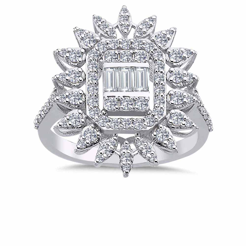 Baget Yüzükler 0,84 Karat Pırlanta Özel Tasarım Baget Yüzük