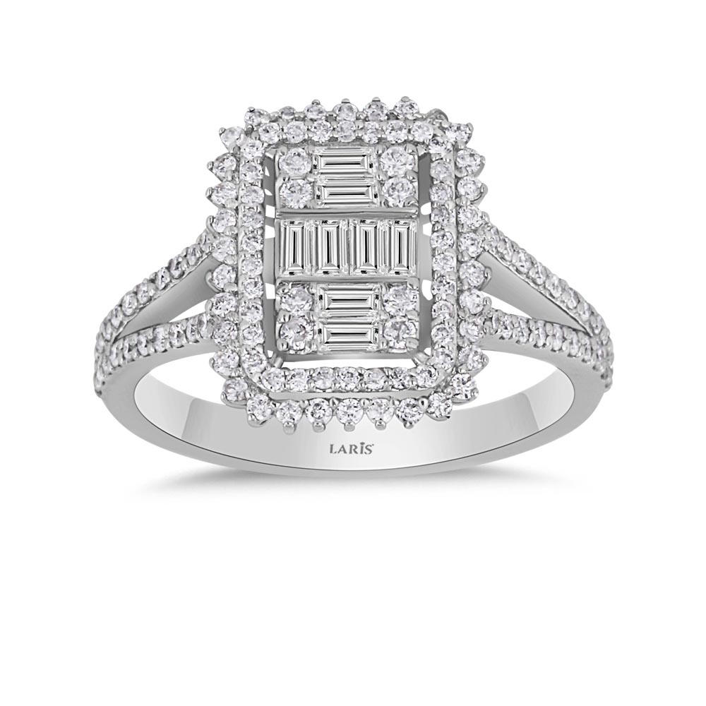 0.70 Karat Pırlanta Çift Sıra Baget Yüzük