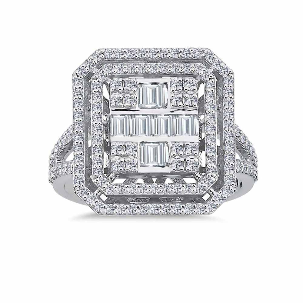 0,88 Karat Pırlanta Mega Çift Kollu Baget Yüzük