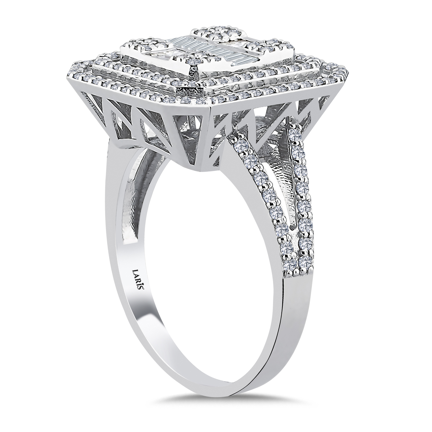 0,88 Karat Pırlanta Mega Çift Kollu Baget Yüzük