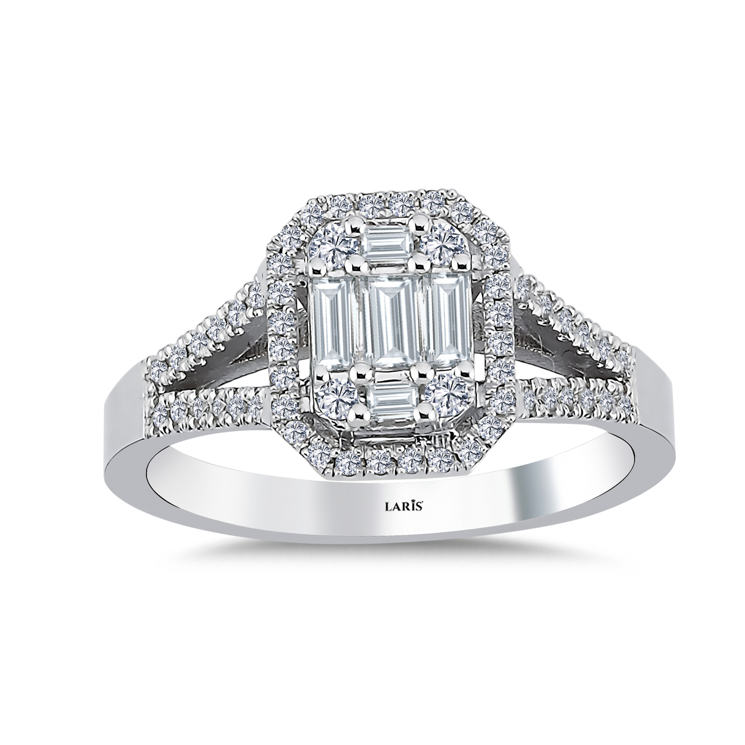 0.40 Karat Pırlanta Çift V Kollu Baget Yüzük