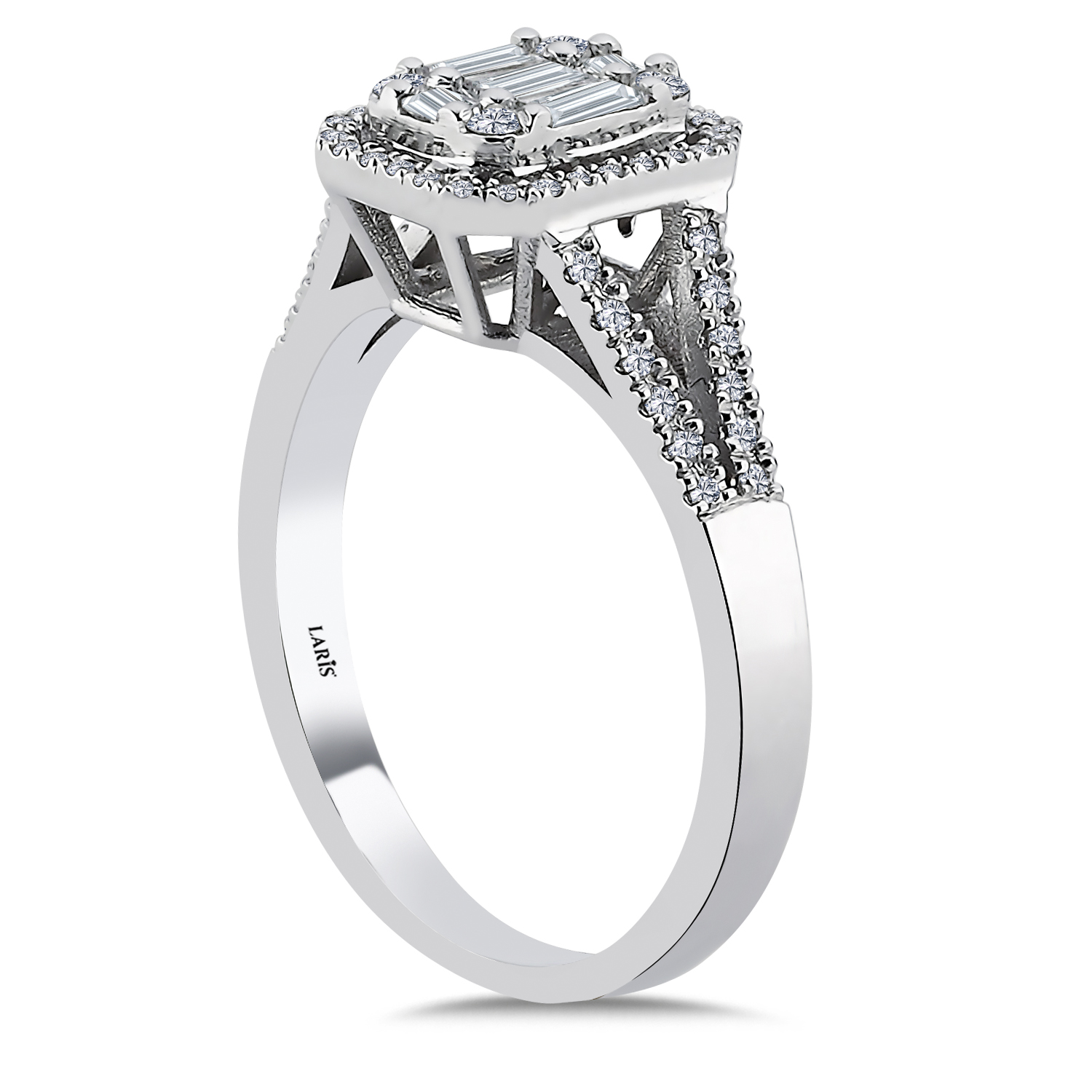 0.40 Karat Pırlanta Çift V Kollu Baget Yüzük