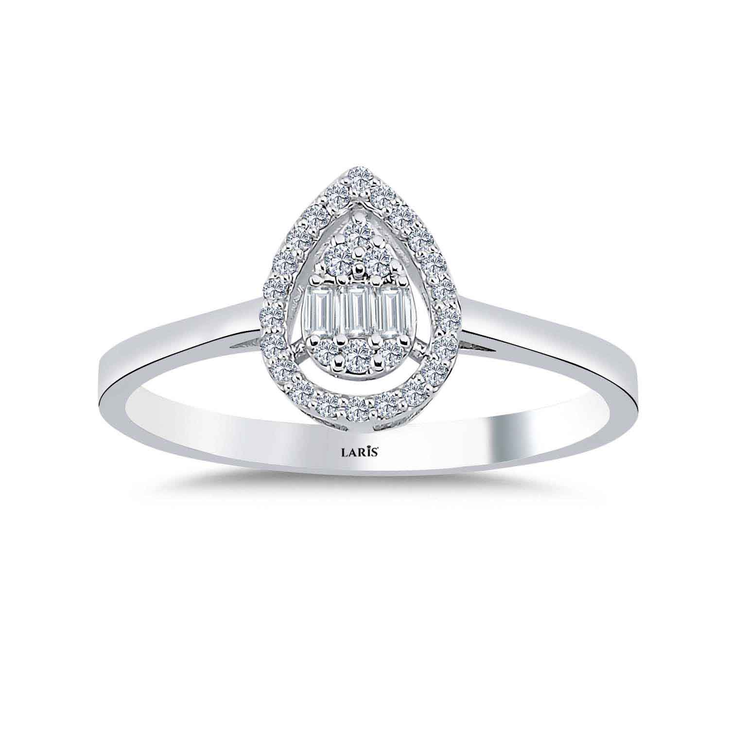 Baget Yüzükler 0.16 Karat Pırlanta Damla Baget Yüzük