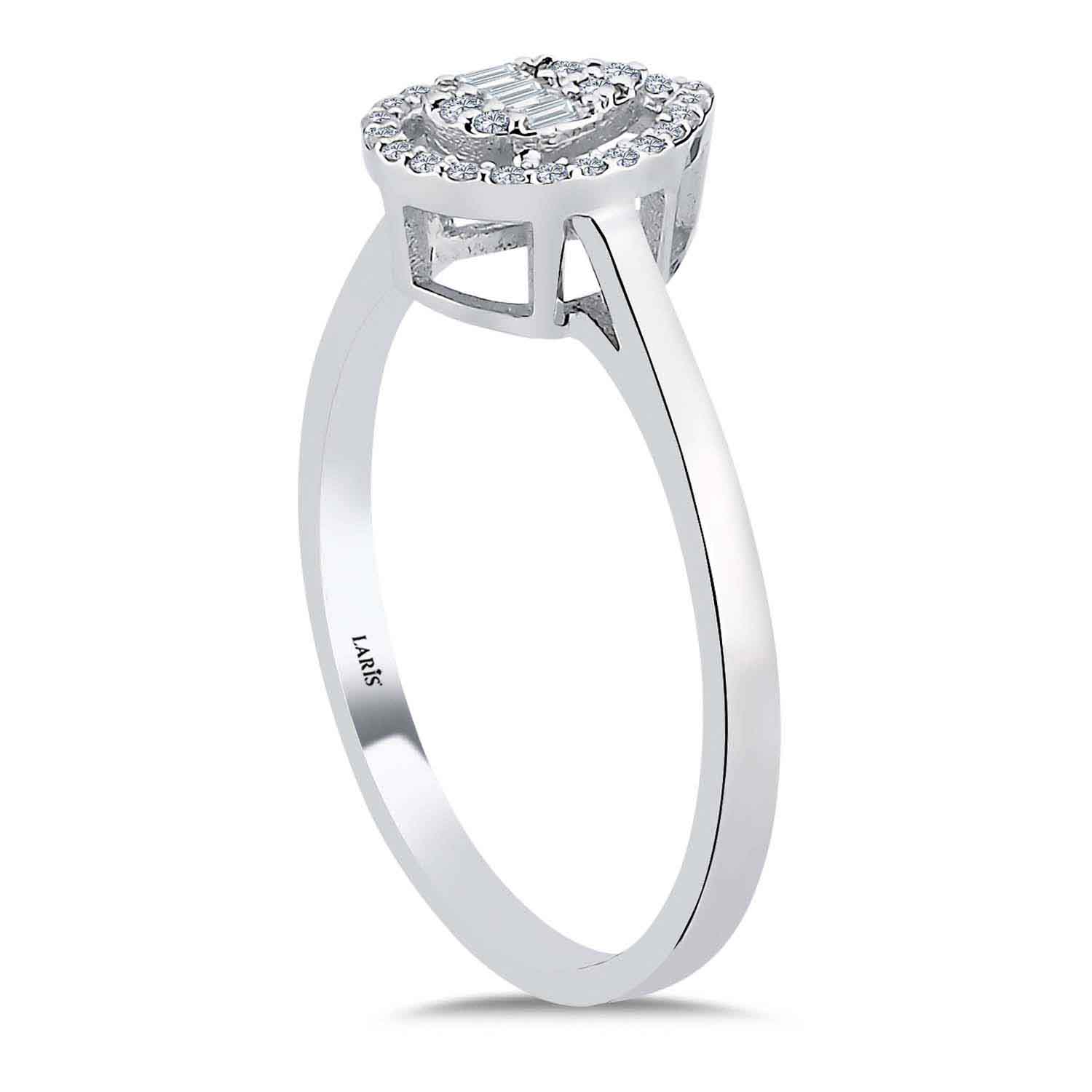 Baget Yüzükler 0.16 Karat Pırlanta Damla Baget Yüzük