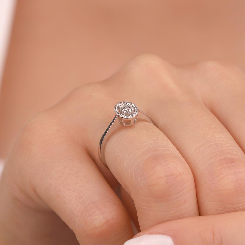 Baget Yüzükler 0.15 Karat Pırlanta Oval Baget Yüzük