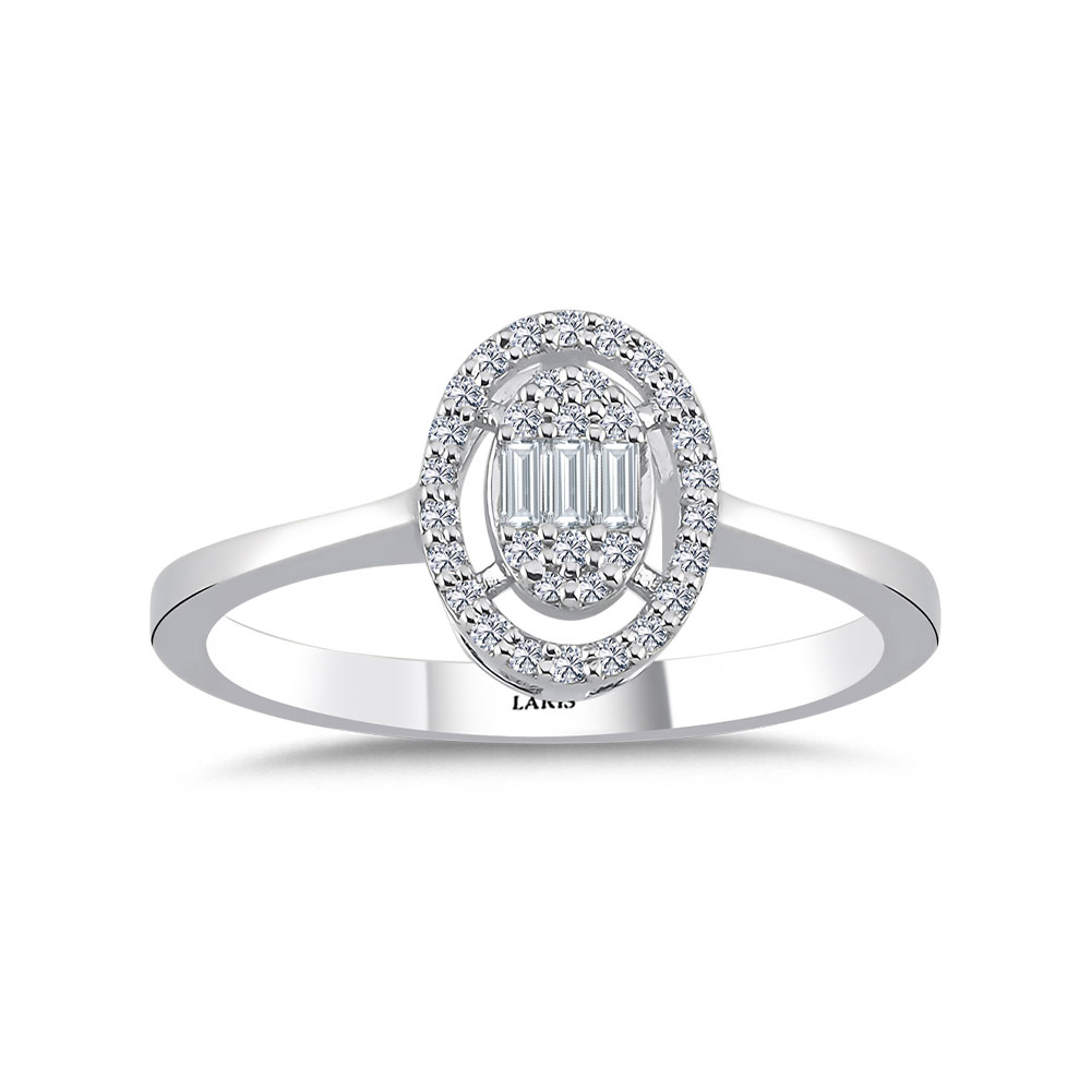 Baget Yüzükler 0.15 Karat Pırlanta Oval Baget Yüzük