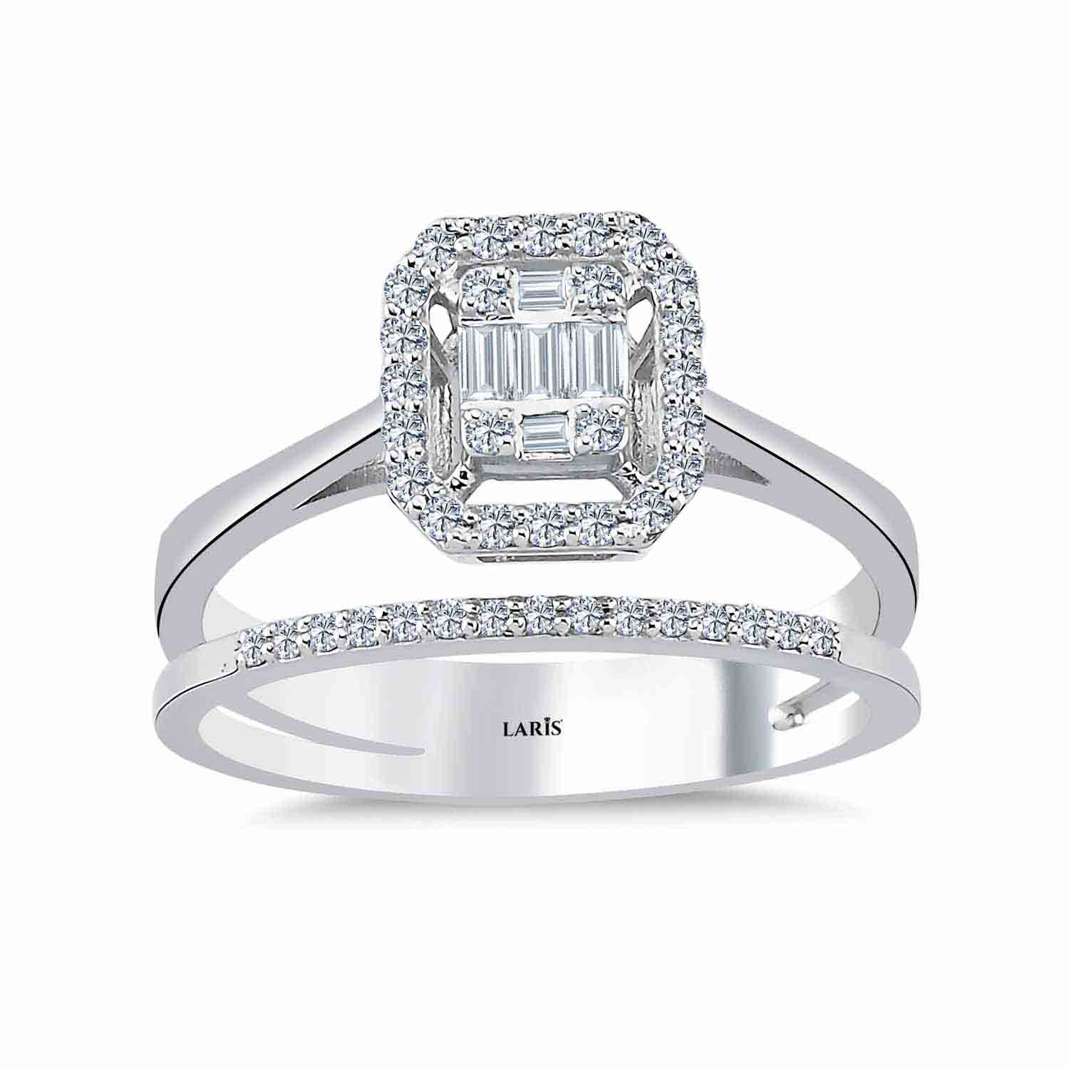 0.35 Karat Pırlanta Özel Tasarım Baget Yarımtur Yüzük