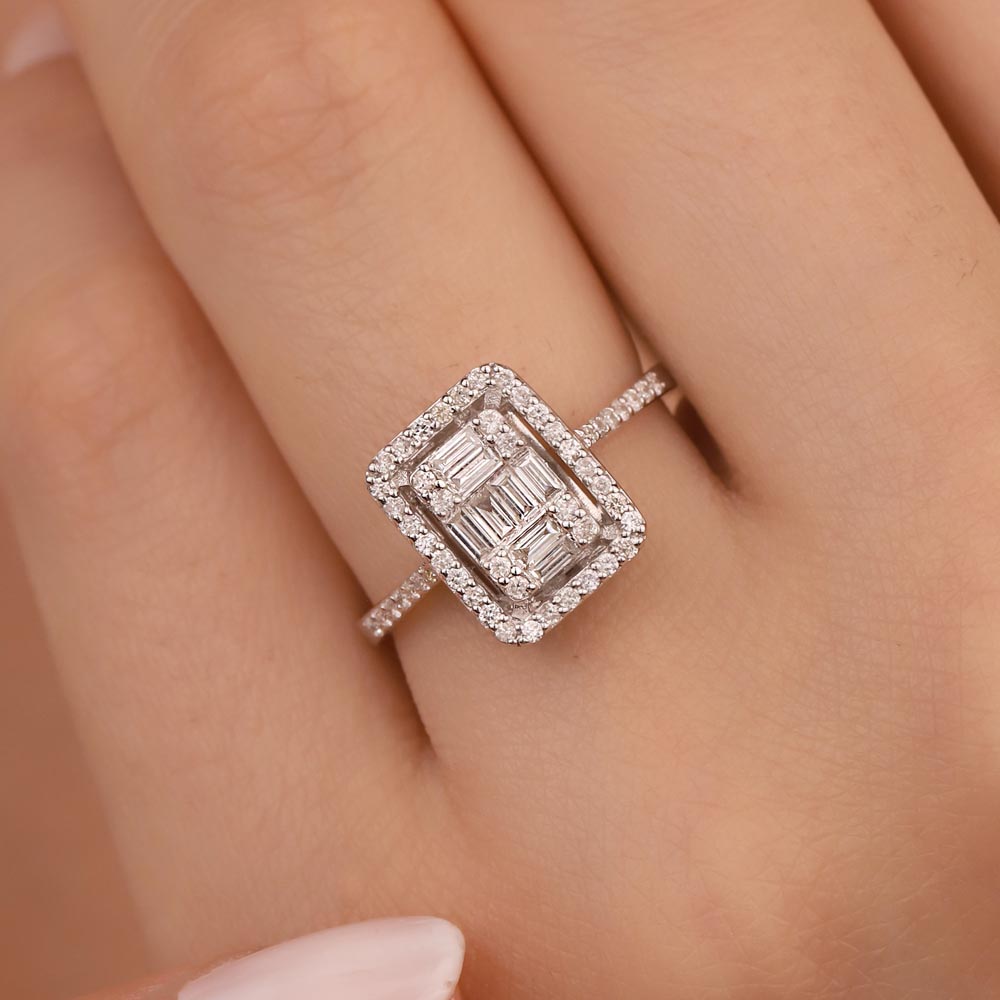 Baget Yüzükler 0,42 Karat Pırlanta Luxe Tasarım Baget Yüzük