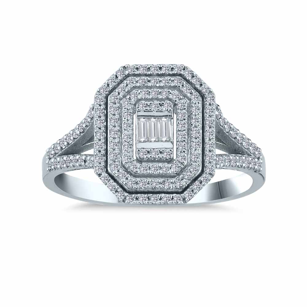 0,46 Karat Pırlanta Çift Kollu Baget Yüzük