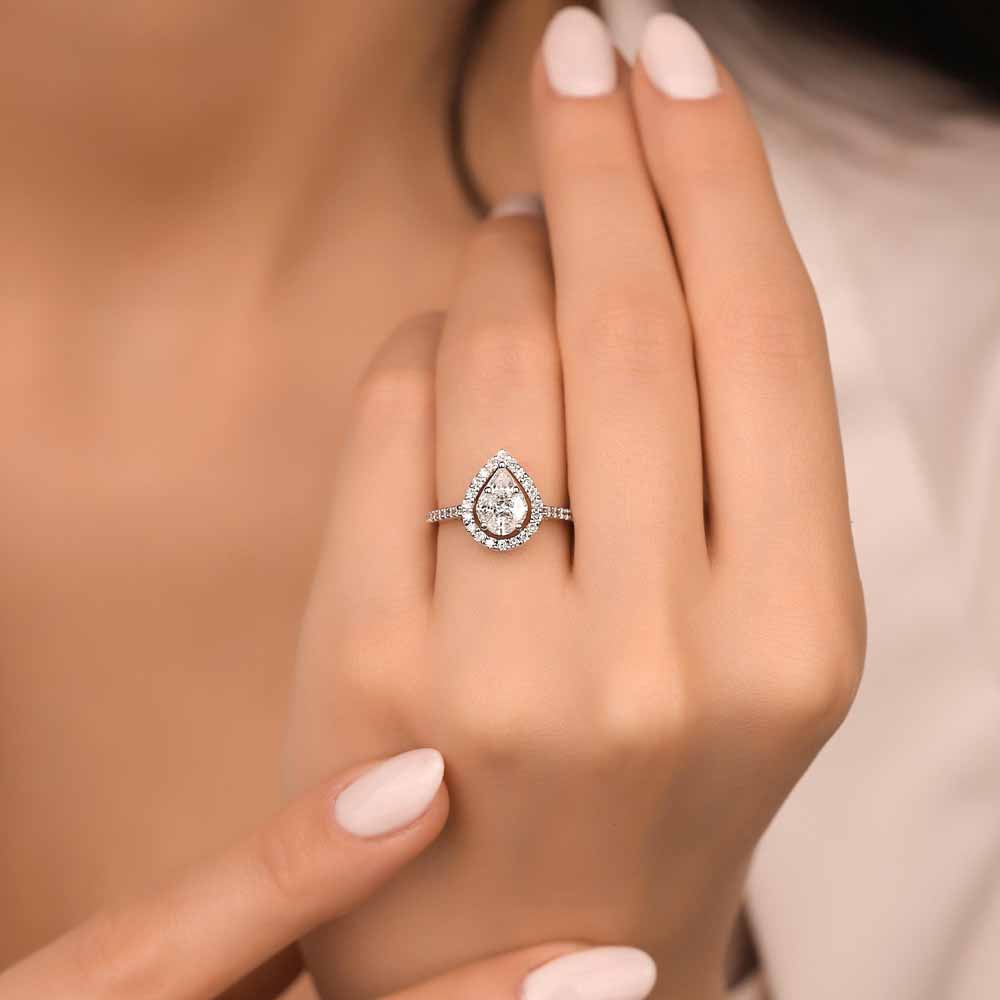 0,84 Karat Damla Pırlanta Taşlı Özel Tasarım Elara Yüzük