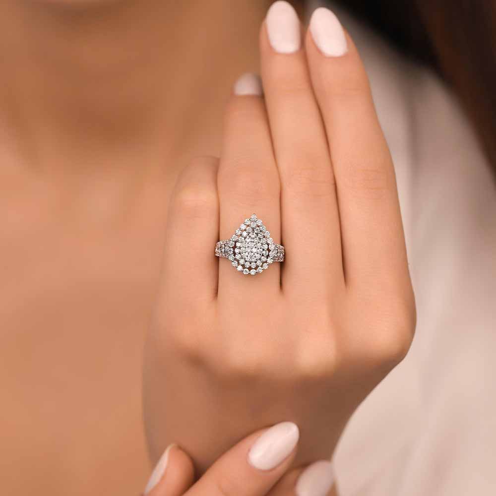 coronet yüzükler 1,16 Karat Pırlanta Özel Tasarım Damla Coronet Yüzük