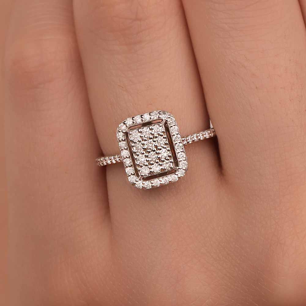 coronet yüzükler 0,45 Karat Pırlanta Baget Görünümlü Coronet Yüzük