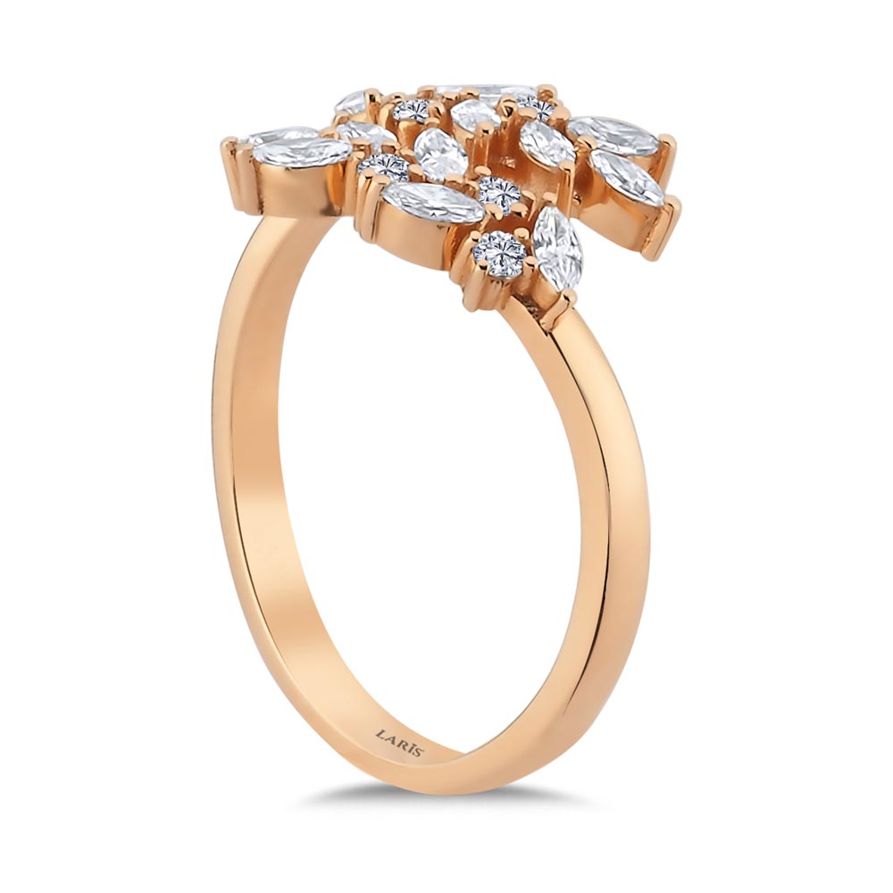 Özel Tasarım Yüzükler 0,51 Karat Markiz Pırlanta Çiçek Dalı Yüzük