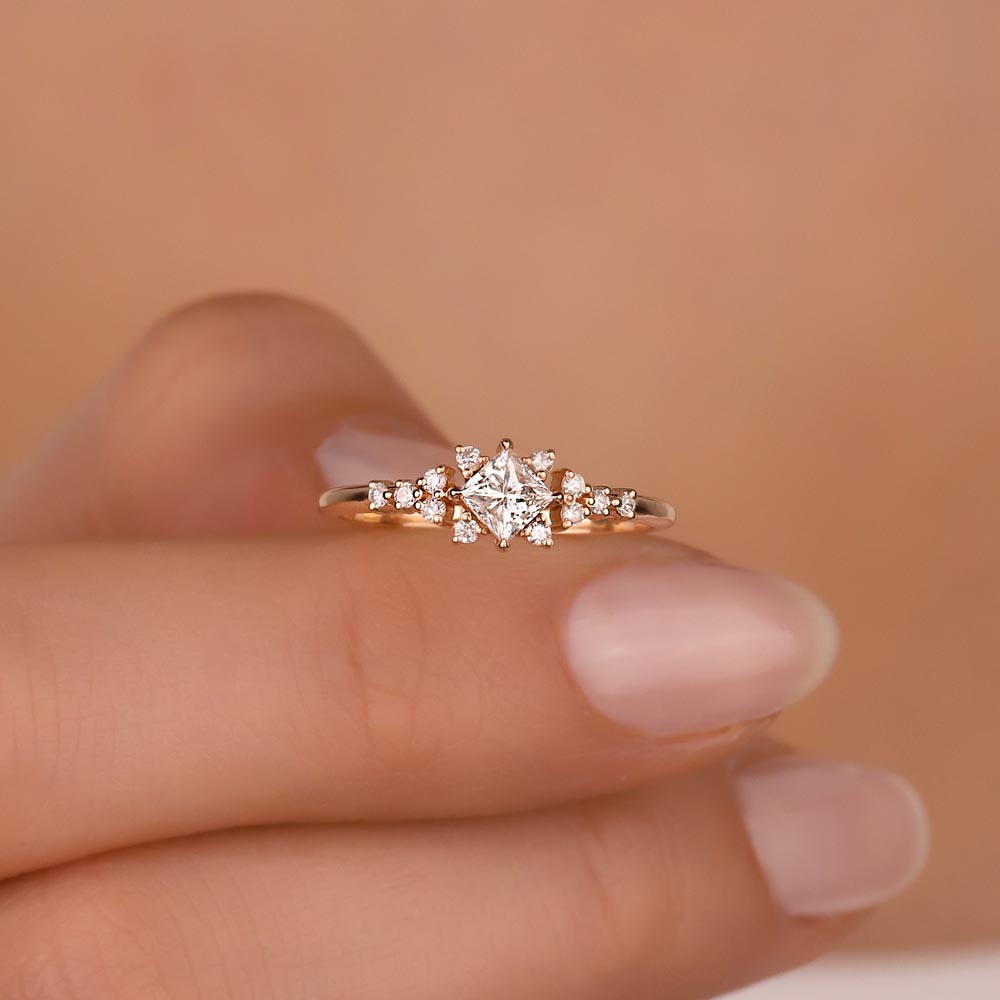 0,40 Karat Pırlanta Prenses Kesim Vintage Yüzük