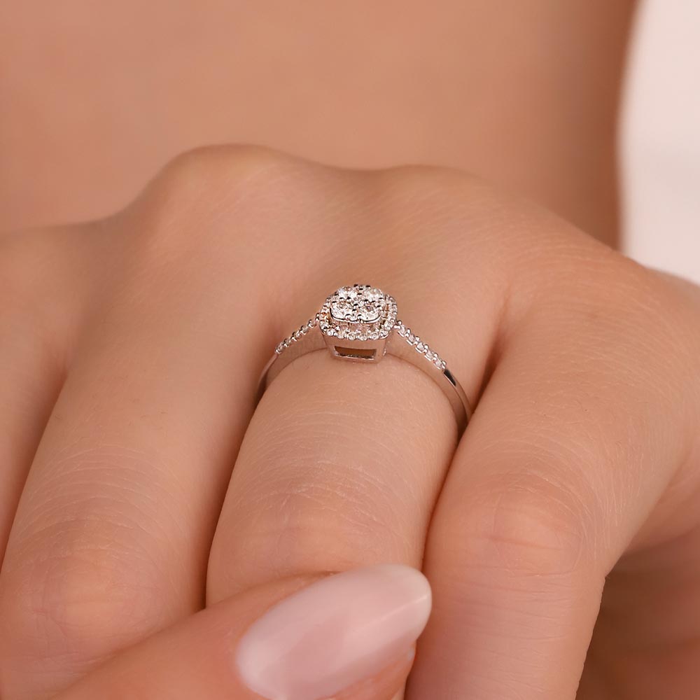 coronet yüzükler 0,23 Karat Pırlanta Daisy Coronet Yüzük