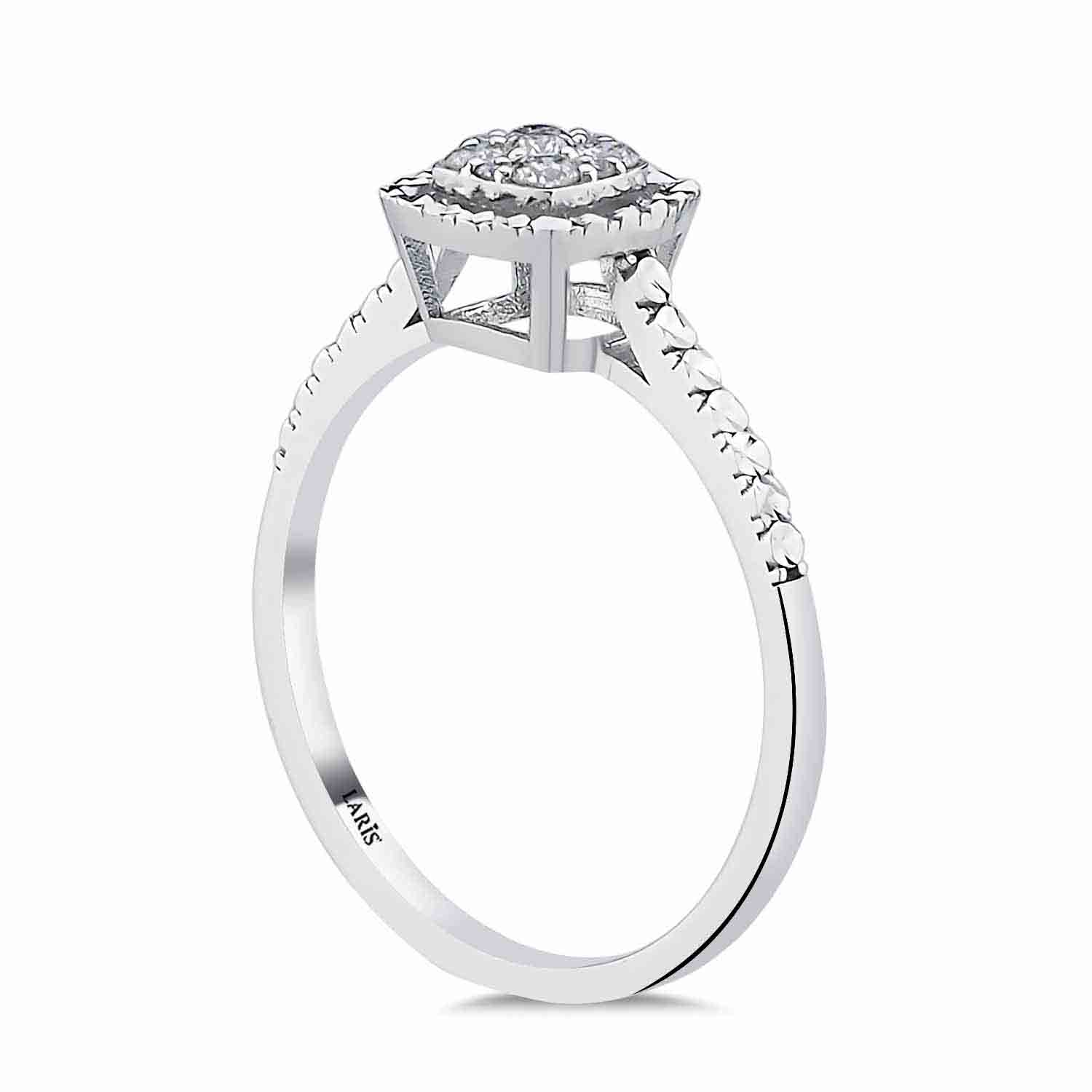 0.12 Karat Pırlanta Kalem İşlemeli Coronet Yüzük