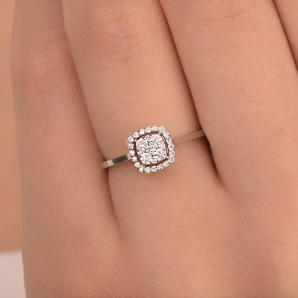 coronet yüzükler 0.22 Karat Pırlanta Coronet Halo Yüzük