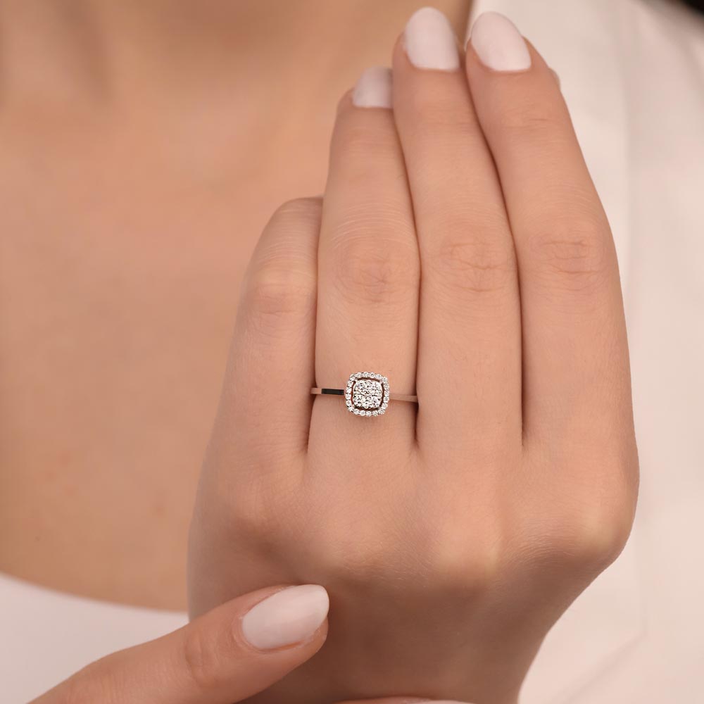 coronet yüzükler 0.22 Karat Pırlanta Coronet Halo Yüzük