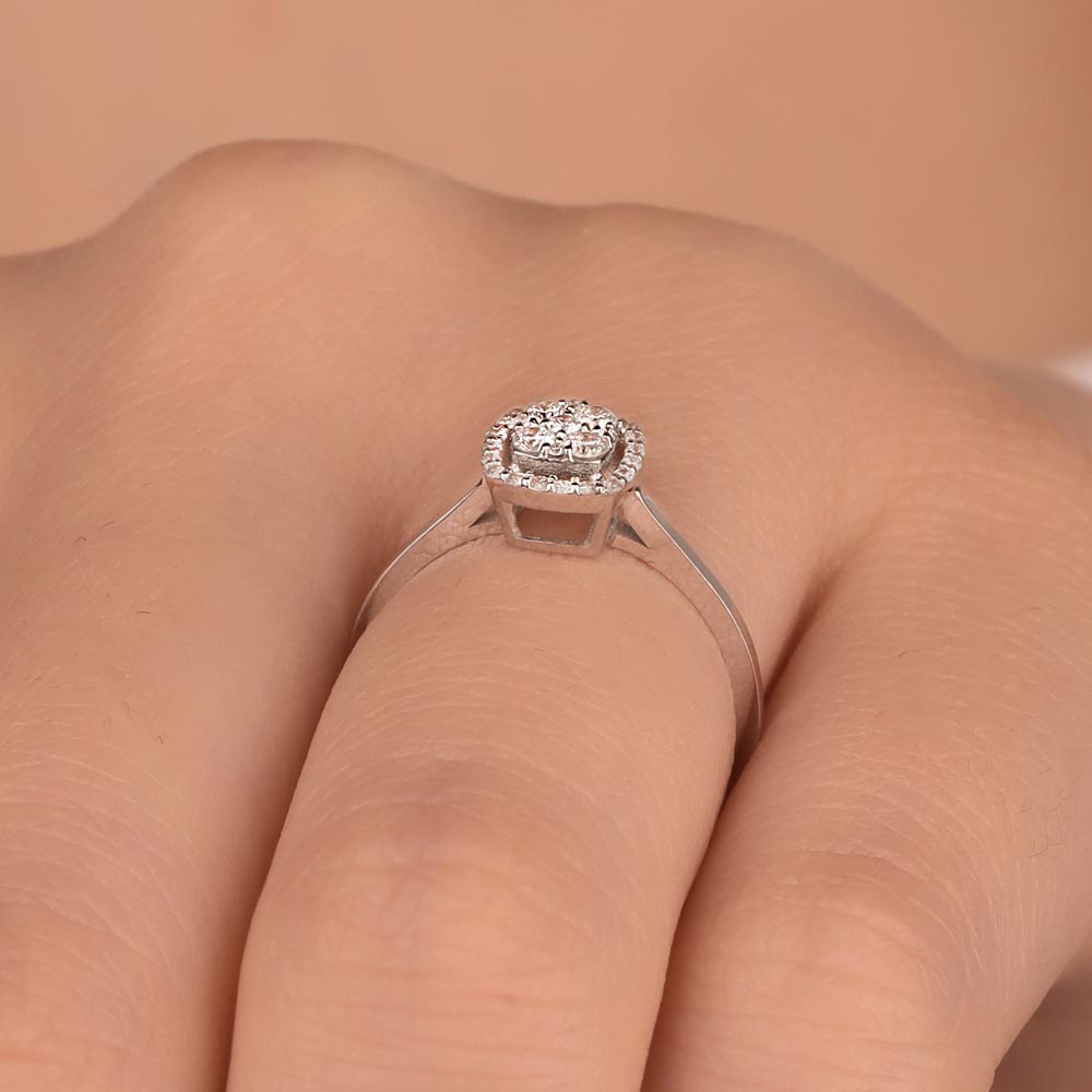 coronet yüzükler 0.22 Karat Pırlanta Coronet Halo Yüzük