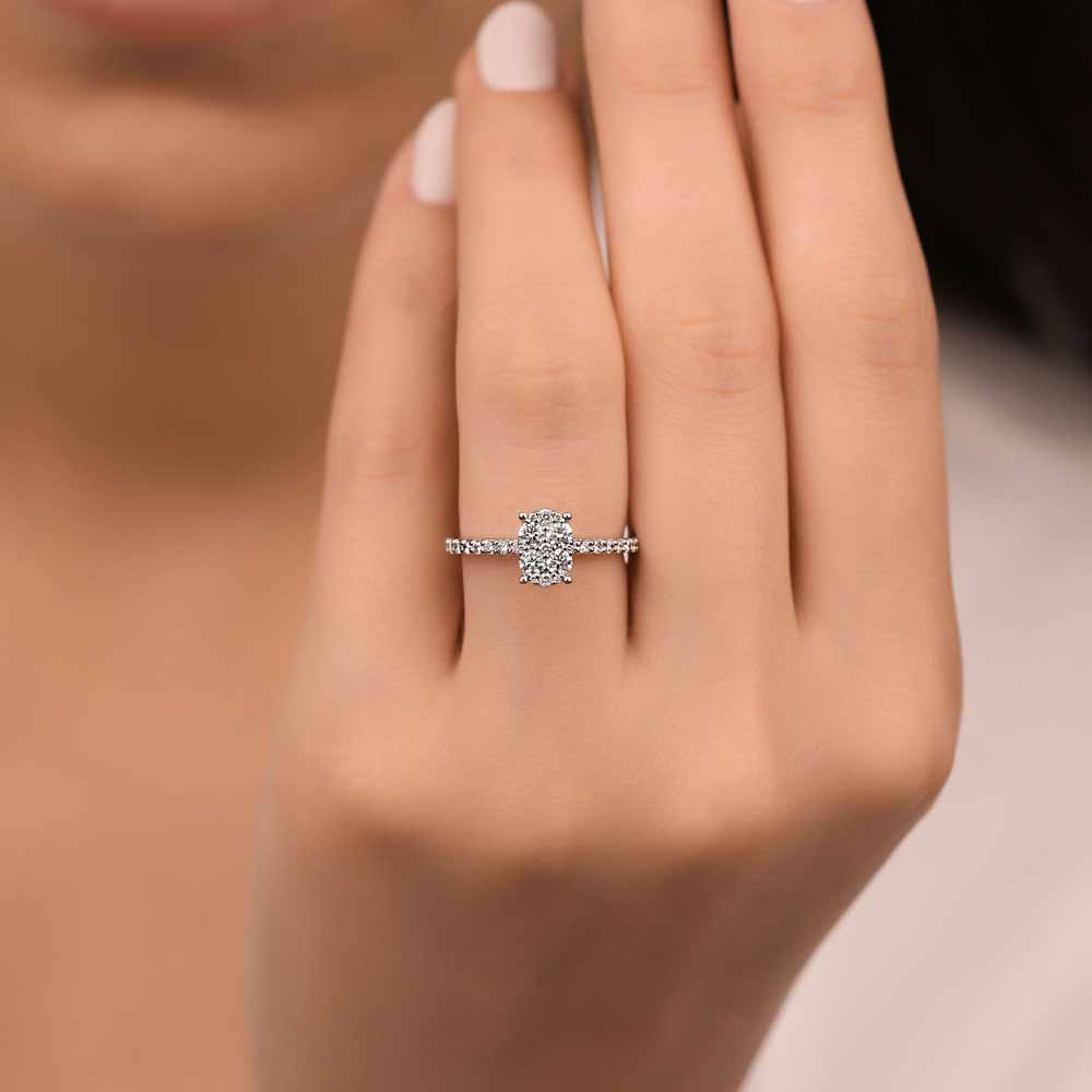 0,67 Karat Pırlanta Taşlı Coronet Oval Tasarım Yüzük